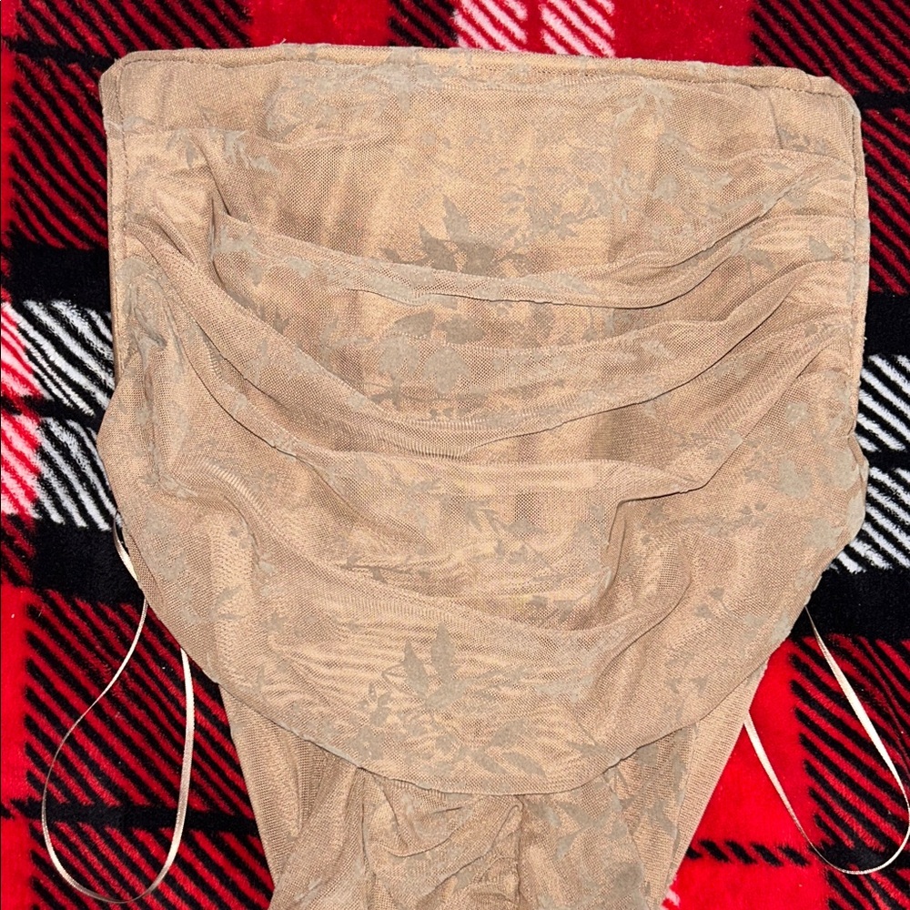 Tan Ruched Bodysuit - Picture 2 of 6